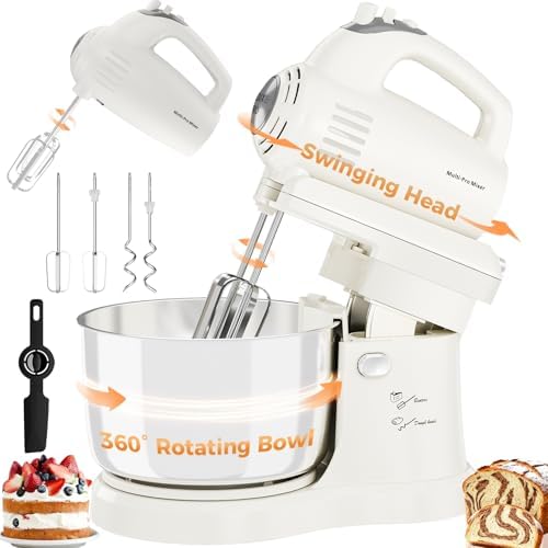 3.2QT 2-in-1 Stand Mixer, White