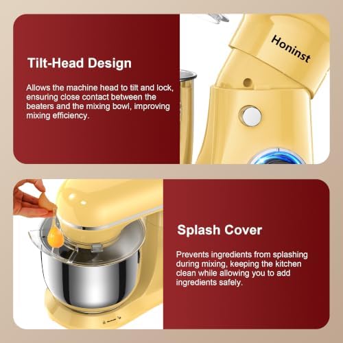 Honinst 4QT Electric Stand Mixer, 10-Speed Tilt-Head Compact Kitchen Mixer