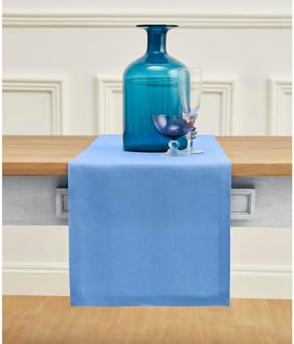 Solino Home 100% Pure Linen Table Runner Provence Blue, Fete 14 x 72 in