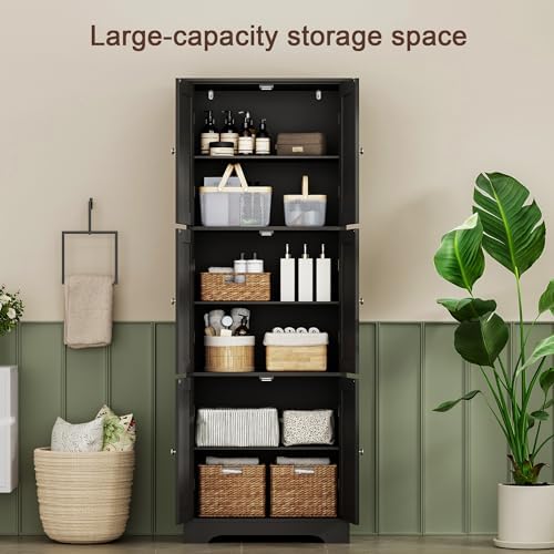 ChooChoo 63.2" Tall Bathroom Storage Cabinet with 6 Doors, Pantry Cabinet