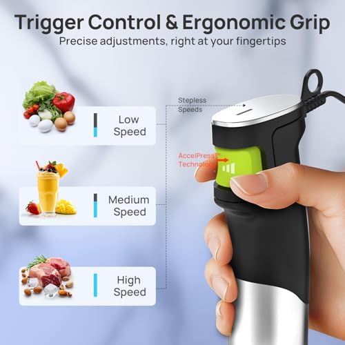 Consciot 4-in-1 Immersion Blender Handheld Max 1100W, Trigger Speed Control