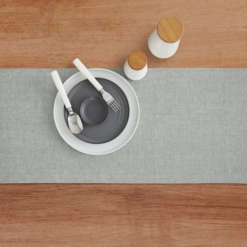 Solino Home 100% Pure Linen Table Runner Chambray Grey, Athena 14 x 60 in