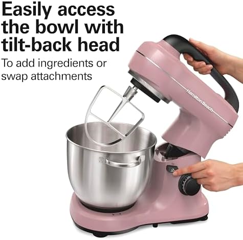Hamilton Beach 4 Qt Electric Stand Mixer With 7 Speeds, Easy-Carry Handle
