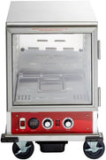 Undercounter Half Size Insulated Heated Holding and Proofing Cabinet, 120V, Clear Door, 11-Pan Capacity, Red/Silver, 22.7x33.2x31.6 Inches