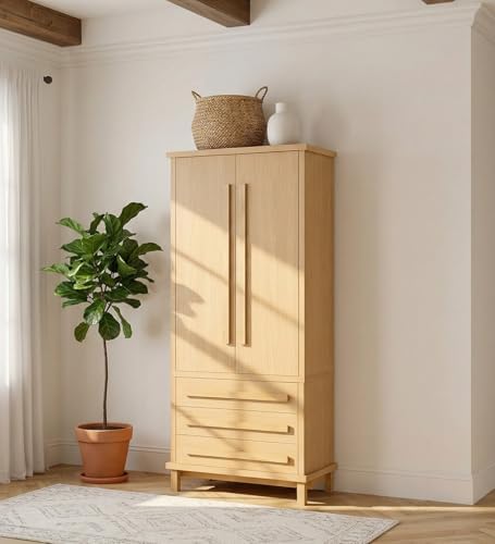 Christopher Knight Home Chenny 70''H Wooden Kitchen Pantry Cabinet, Storage Cabinet with Adjustable Shelves, 6 Door Internal Storage Compartments & 3 Drawers, Freestanding Cupboard Cabinet, Natural