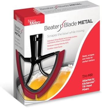 New Metro Design Beater Blade Metal TH-MR Compatible with KitchenAid 4.5-5 Qt Tilt-head Stand Mixer, Red