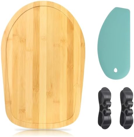 Sliding Mat for Kitchen aid 4.5-5 Qt Stand Mixer with 1Pc Gourmet Bowl Scraper and 2Pcs Cord Organizer for Kitchen Appliance Slider (4.5-5 Qt 1Pc Silicone Dough Scraper and 2x Cord Organizer, Natural)