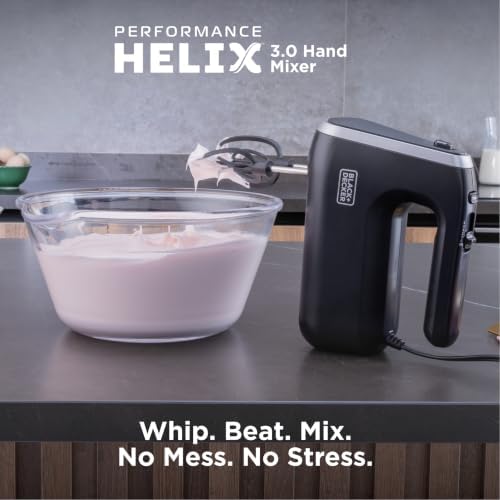 BLACK+DECKER Performance Helix 3.0 Hand Mixer, 350W, 5 Speeds, Black