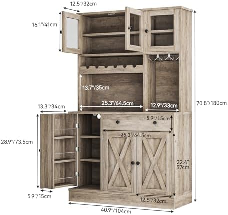 YITAHOME 71''H Kitchen Pantry Cabinet, Grey