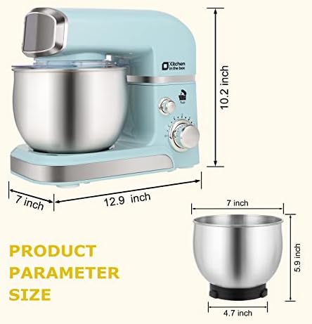 Kitchen in the box Stand Mixer,3.2Qt Small Electric Food Mixer,6 Speeds Portable Lightweight Kitchen Mixer for Daily Use with Egg Whisk,Dough Hook,Flat Beater