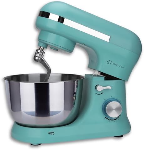 CULINARY CHEF 4.5L Stand Mixer with Stainless Steel Bowl, Tilt-Head Kitchen Electric Mixer with Dough Hook, Mixing Beater and Whisk, Splash Guard, Blue