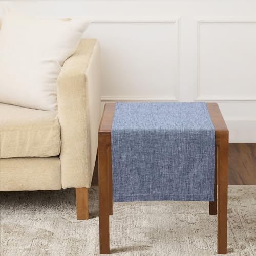 Solino Home 100% Pure Linen Table Runner Chambray Indigo, Athena 14 x 36 in