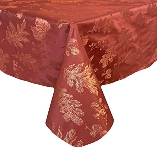 Newbridge Thanksgiving Damask Tablecloth Rust Gold 52 x 52 Inch Square