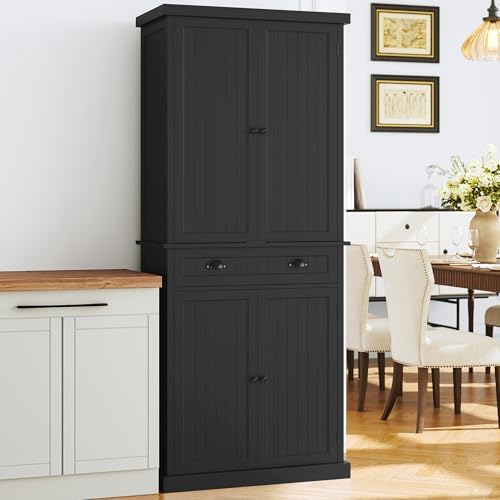 ARTPOWER 72" Tall Freestanding Pantry & Kitchen Storage Cabinet, Black