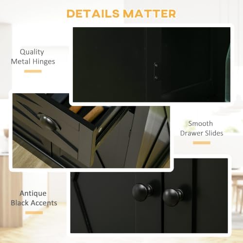 HOMCOM 72" Kitchen Pantry Storage Cabinet with 4 Doors, X-Frame, Black
