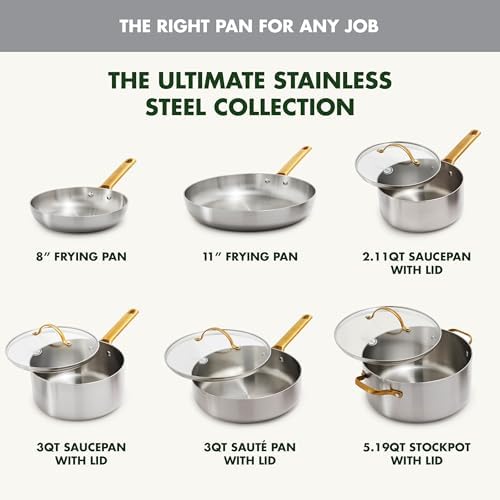 GreenPan Reserve Stainless Steel Tri-Ply 10 Piece Cookware Pots & Pans Set