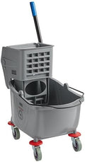 Commercial Mop Bucket with Side Press Wringer, 26 Qt Capacity, Grey, 4 Casters