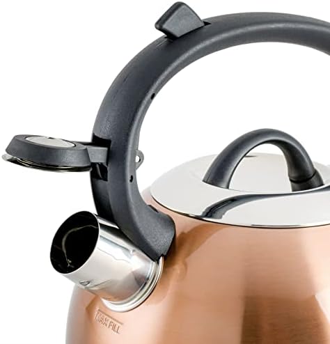 Mr. Coffee Flintshire 1.75-Quart Stainless Steel Whistling Tea Kettle with Nylon Handle – Copper Finish Stove-Top Kettle for Boiling Water - Image 2