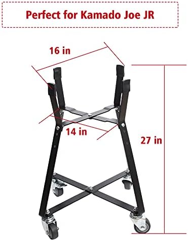 Rolling Cart for Kamado Joe Junior Accessories,Kamado Joe Rolling Nest with Heavy Duty Locking Caster Wheels Powder Coated Steel Rolling Outdoor Cart for Kamado Joe Junior Grill Stand