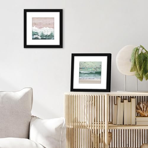 Americanflat 9x9 Picture Frame with Shatter-Resistant Glass - Use as 6x6 Frame with Mat or Display 9x9 Photo Without Mat - Signature Collection - Square Frames for Tabletop and Wall Display - Black