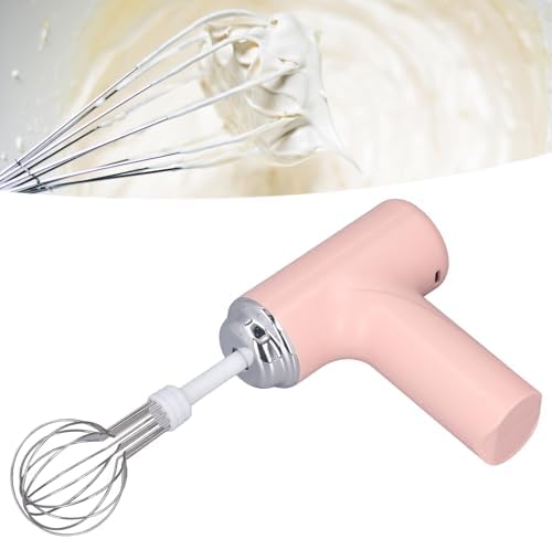 Qqmora Electric Cordless Hand Mixer Effortless Whisk Cream Salad Dressing Small Lightweight Design for Extended Periods of Time (Pink)