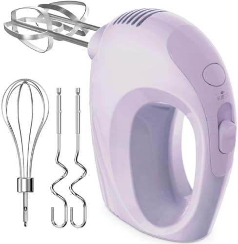 Handmixer Electric Handheld - 7 Speed Portable Kitchen Mixer Electric with 5 Stainless Steel Accessories Whisk, Food Beater for Whipping Mixing Cookies Cakes Home (CX6613-VT)