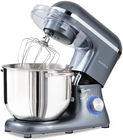 Aucma Stand Mixer,8QT 900W Tilt-Head Food Mixer, Kitchen Electric Mixer with Dough Hook, Wire Whip & Beater (Gray, 8QT)