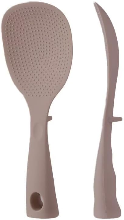 Silicone Rice Ladle Spoon for Electric Rice Cooker and Kitchen with Easy to Clean Feature (Brown)