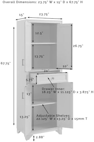 Crosley Furniture Tara Farmhouse Pantry Storage Cabinet