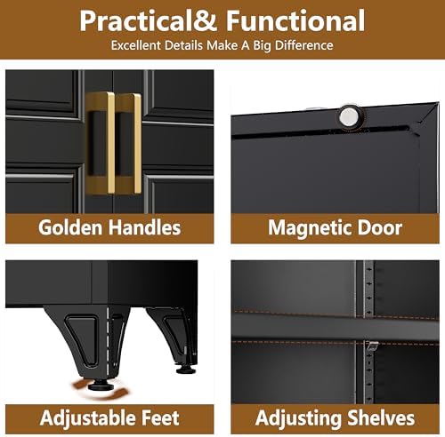 Polup 90" Pantry Cabinet, Tall Metal Storage Cabinet with Doors and Shelves