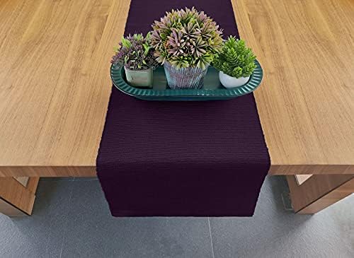 AVKA Studio 100% Cotton Ribbed Table Runner - Pack of 1-13 x 72 Inches - Dark Purple - Dining Or Kitchen Table Runner Thick Construction for Everyday Use, Picnics, Outdoor Table, Parties, etc