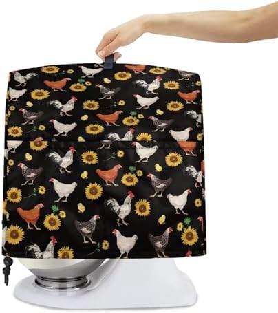 Stand Mixer Cover Dust Covers for 4.5qt-5qt Rooster with Sunflower Dustproof Cover Protector Compatible with 6-8 Quart Kitchen Aid Mixer