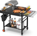 Grill Table for Ooni Pizza Oven, Ninja Pizza Oven Table with Extendable Desk - Fit Gozney, Solo Stove, Durable Outdoor Grill Cart Stand with Food Prep Topping Station for Backyard