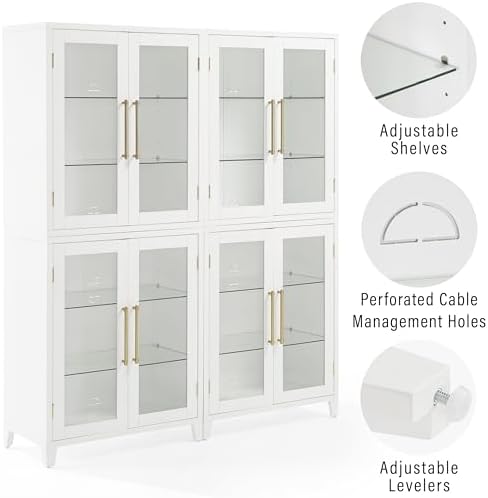 Crosley Furniture Roarke 2-Piece Glass Door Pantry Storage Cabinet Set