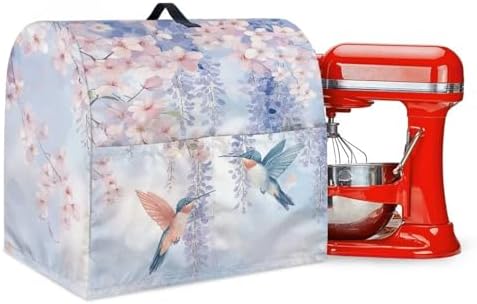 Hummingbird Mixer Covers 4.5-5 Quart Flowers Print Kitchen Stand Mixer Covers Protector Dust Cover Kitchen Aid Mixer Covers Accessories Kitchen Decoration