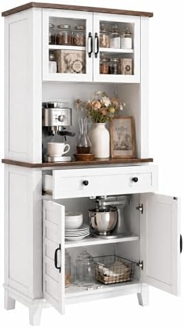 Garvee 72 in Tall Kitchen Pantry Cabinet, White
