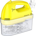 BAIGELONG Hand Mixer. 7-Speed Adjustable Kitchen Electric Mixer. With 5 Stainless Steel Attachments: 2 Hooks, 2 Beaters, 1 Whisk. Comes 1 Storage Box. Perfect for Bakers and New Starters, Yellow