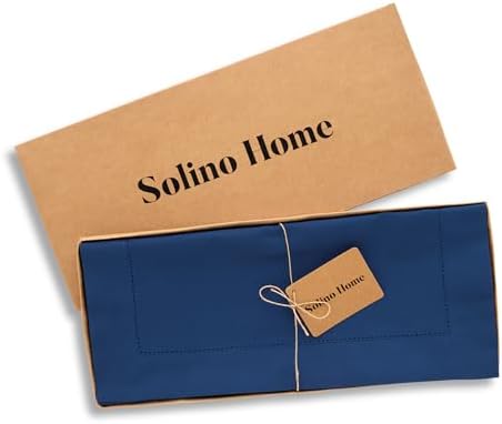 Solino Home Cotton Linen Table Runner Lapis Blue Woven, 14 x 60 in