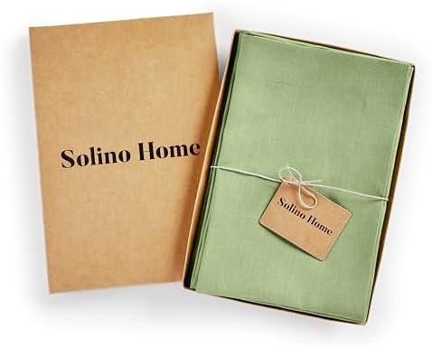 Solino Home 100% Pure Linen Napkins Laurel Green, Fete 20 x 20 in, Set of 4
