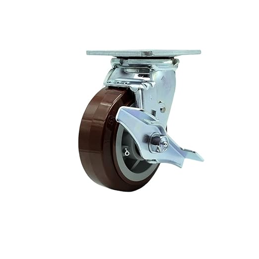 Service Caster Brand Replacement Caster for Uline Caster H-7362SWB - Swivel Top Plate Caster with 5 Inch Polyurethane Wheel and Top Lock Brake - Fits Platform, U-Boat and Panel Trucks H-6237