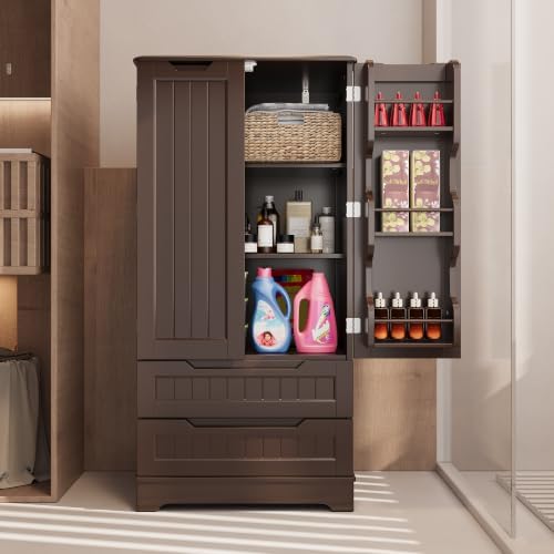 Gizoon 47'' Kitchen Pantry Cabinet with Drawers for Dining Room, Dark Brown
