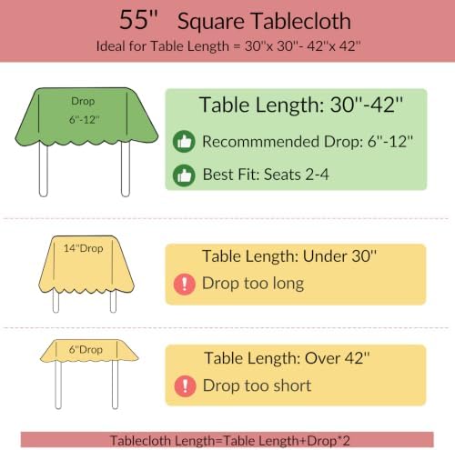 Alsoo Fall Gingham Tablecloth Rectangle Cotton Linen Style, 55 x 55