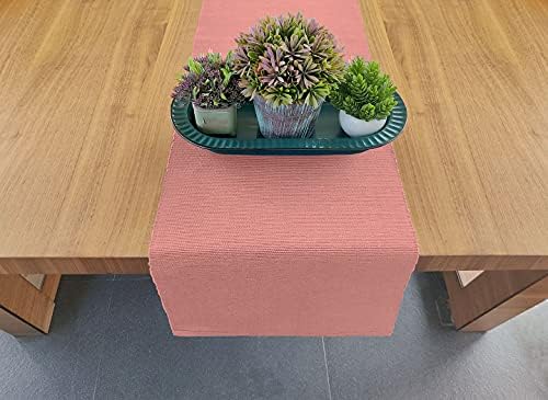 AVKA Studio 100% Cotton Ribbed Table Runner - Pack of 1-13 x 72 Inches - Peach - Dining Or Kitchen Table Runner Thick Construction for Everyday Use, Picnics, Outdoor Table, Weddings, etc