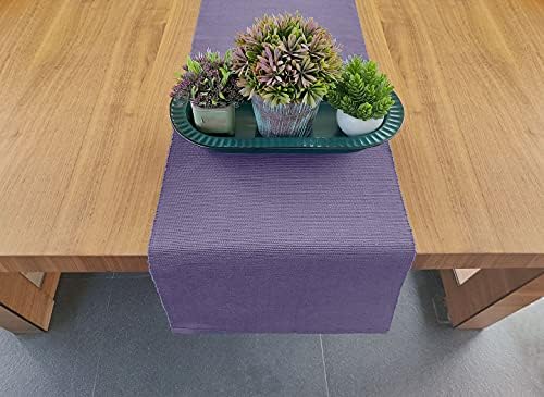 AVKA Studio 100% Cotton Ribbed Table Runner - Pack of 1-13 x 72 Inches - Purple - Dining Or Kitchen Table Runner Thick Construction for Everyday Use, Picnics, Outdoor Table, Weddings, etc