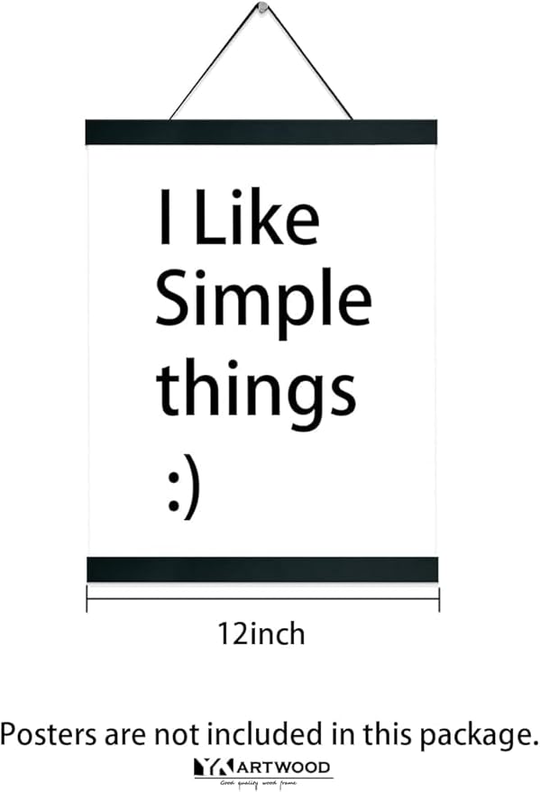 4 Pack Magnetic Poster Hanger Frame 12 inch Black- 12x16 12x18 12x20 12x24 Poster Frame for Wall Art Pictures Photos Prints Maps Diamond Art Painting