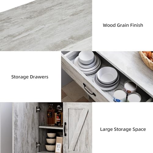 GAOMON Kitchen Pantry Storage Cabinet with Microwave Stand, Freestanding Hutch Cabinet with Buffet Cupboard, Tall Kitchen Cabinets with Adjustable Shelves for Kitchen, Dining Room