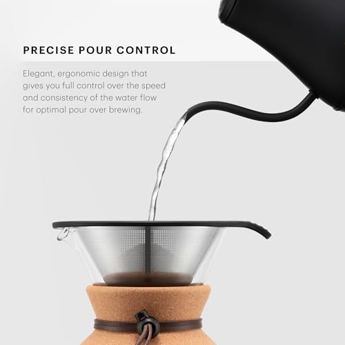 Bodum 27oz Bistro Gooseneck Electric Water Kettle,Pour Over Coffee & Tea,Stainless Steel,Matte Black,(Pack of 4) - Image 4