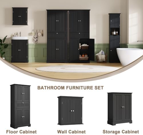 ChooChoo 72" H Bathroom Floor Cabinet with Drawer and Adjustable Shelves