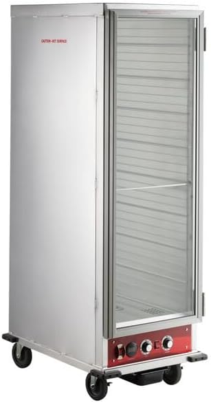 Full Size Insulated Heated Holding and Proofing Cabinet, Red/Silver, 36-Pan Capacity, Clear Door, Electric, 120V, 67.5x22.7x32.6 Inches
