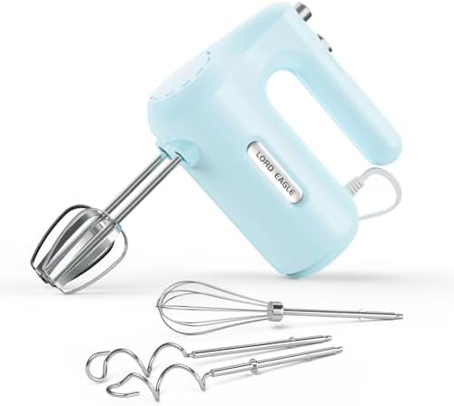 5-Speed Small Hand Mixer Electric, 300W Compact Portable, Blue